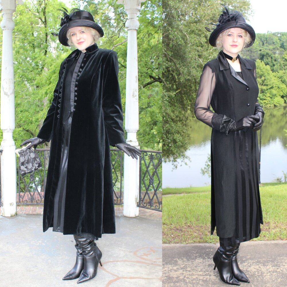 Downton Vintage Edwardian Victorian Velvet Steampunk 6-Piece Costume